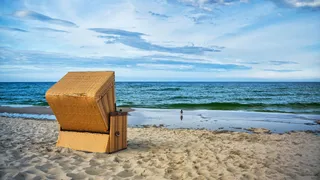 Beach chair on the beach.