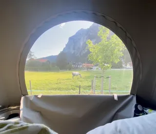 View from Camper Dachzelt in the mountains