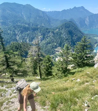 Woman walking in the mountains