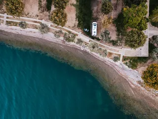 Drone shot from a rocky sea coast.