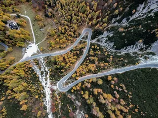 Drone recording of a road in the mountains