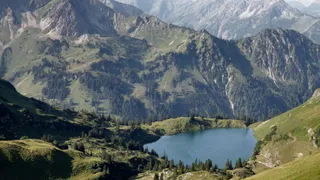 View from above on Lake Alps in Switzerland