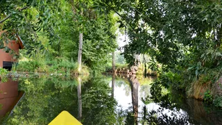 Top of a canoe in the Spree at the camping in the Spreewald