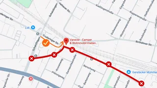 Google Maps Screenshot Änderung Zufahrt Station München Baustelle