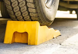 Camper stands on lift wedges