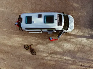 VW Grand California in Bikepark with wheels