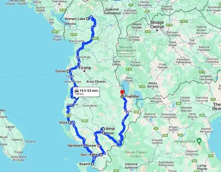 Albania Round trip route at Google Maps.