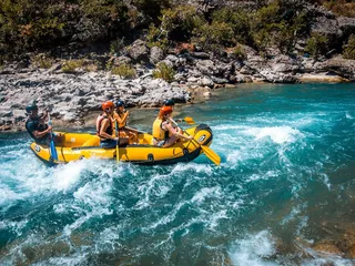 Rafting on the river Vjosa on a Albania round trip.