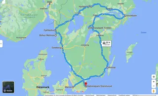 Map with stops in Sweden