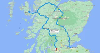 A route proposal for a round trip through Scotland.